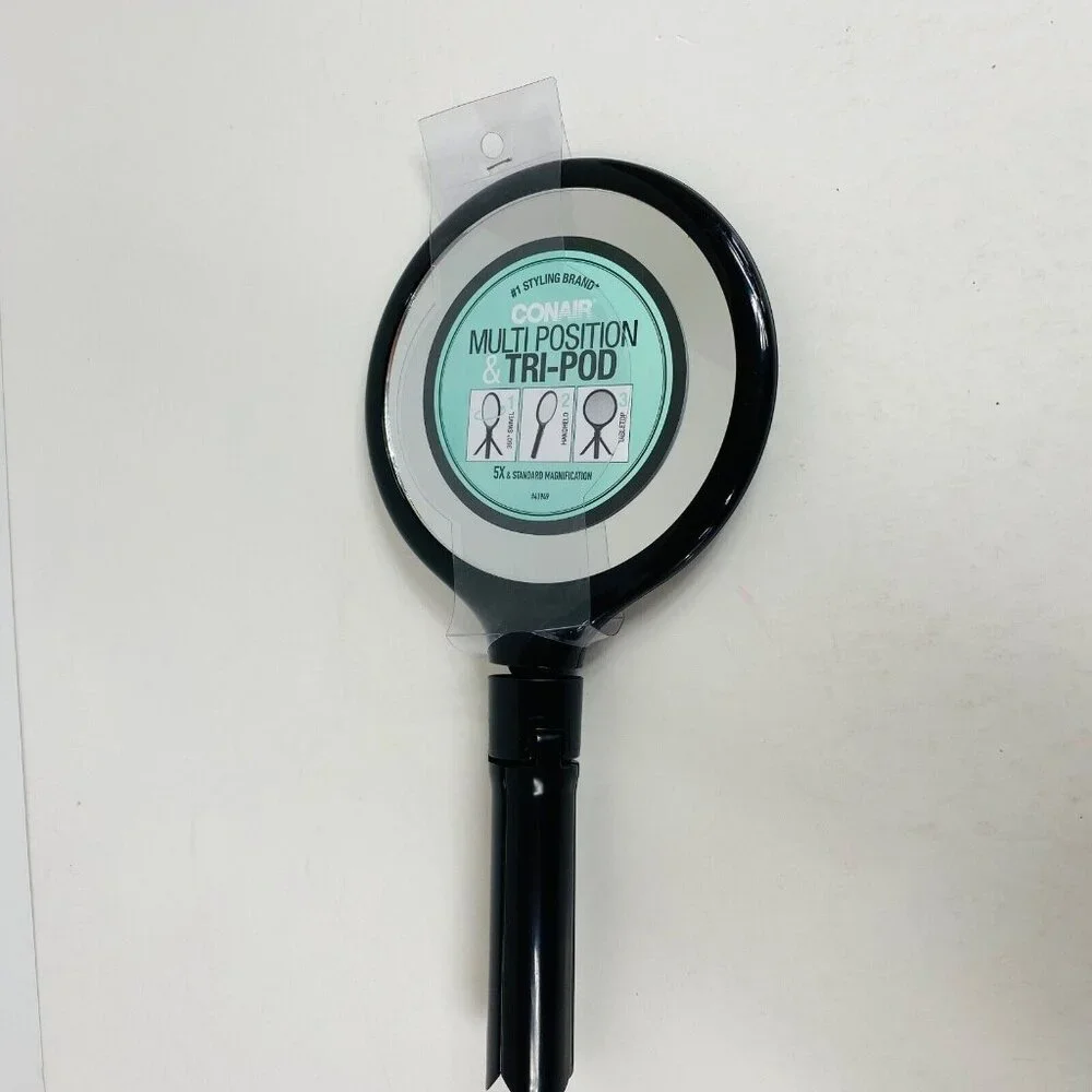 Conair Adjustable Mirror Tripod 5X Magnification Black Lightweight